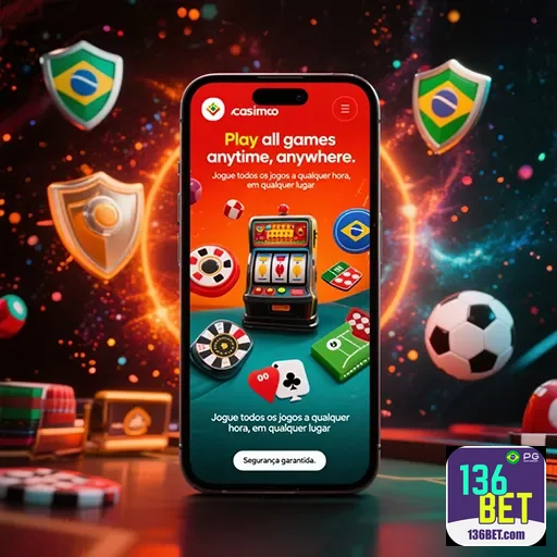 Imagem da app 136bet, plataforma de apostas, com o logo do site 136bet na tela